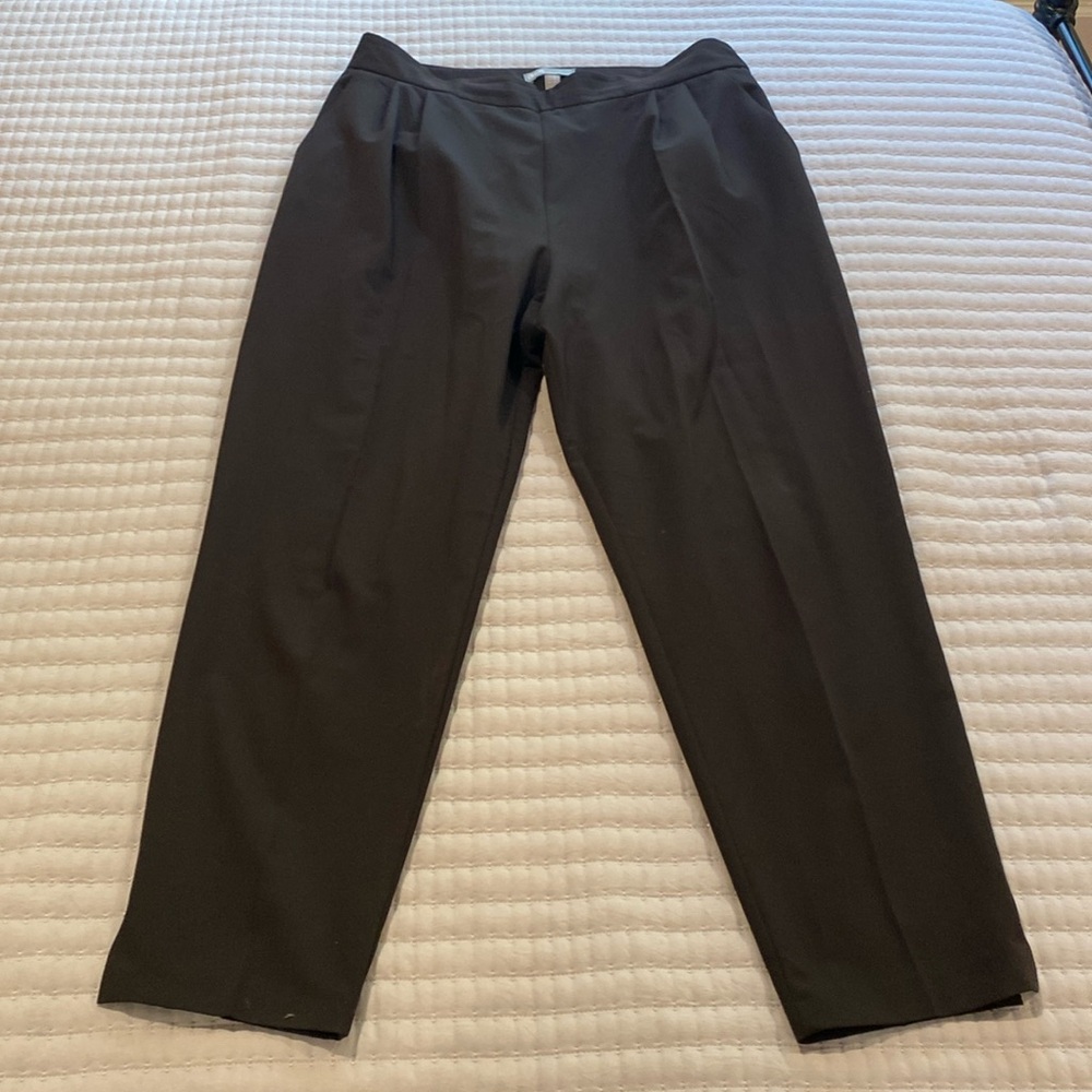 Pleated front slim leg work trousers